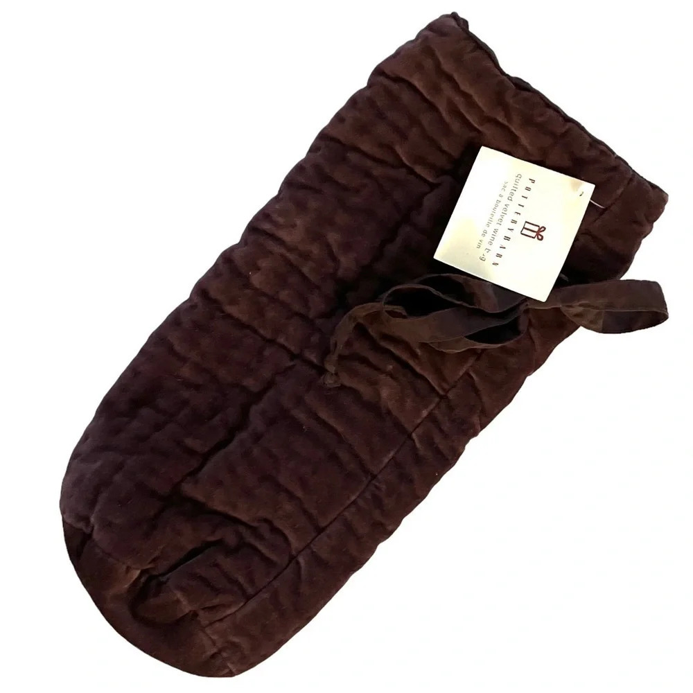 POTTERY BARN Quilted Velvet Wine Bag NWT‎